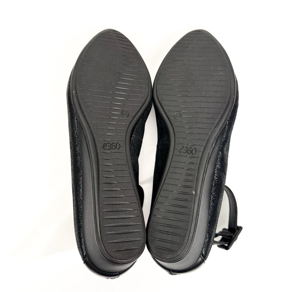 easyspirit e360 Glossy Leather Stretch Pointed Toe Zip Wedge Low Heel 8.5 Wide - Picture 5 of 13